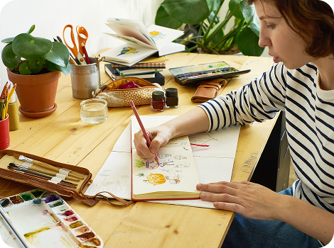 Happy customer using laptop